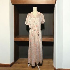 Vanity Fair Vintage Pink Floral Lace Lingerie Nightgown With Robe Sz Med